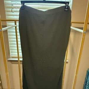 Old Navy Olive Maxi Skirt with V-Waist